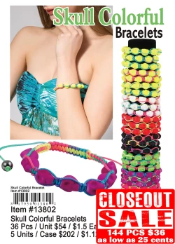 Closeout Skull Colorful Bracelets